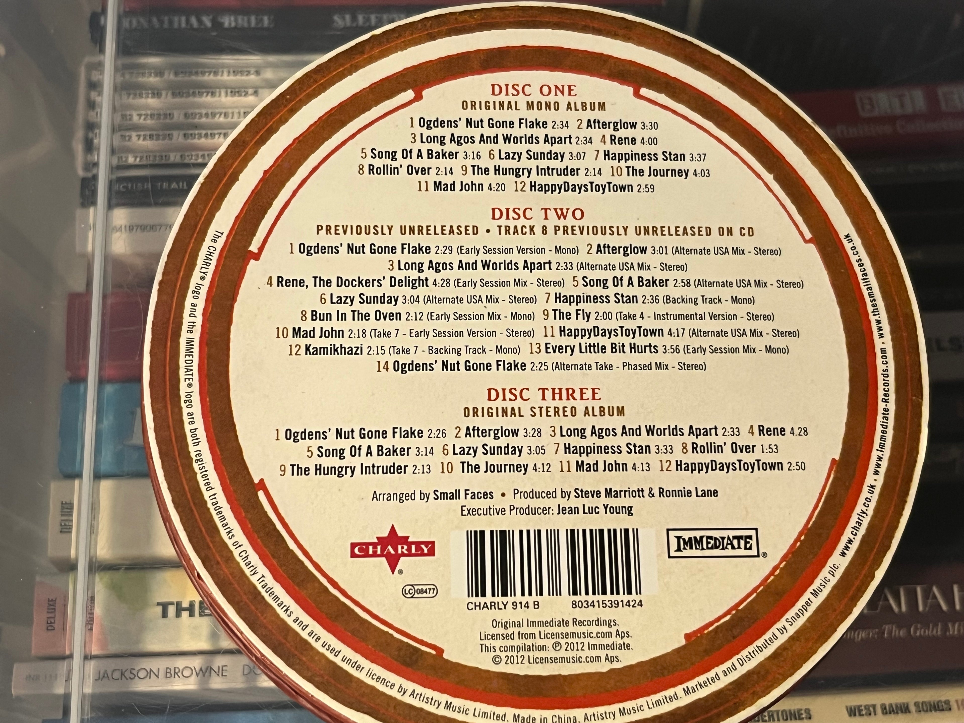Small Faces ‎– Ogdens' Nut Gone Flake (NM/NM) UK-12 3CD Round box Numbered +6 coasters