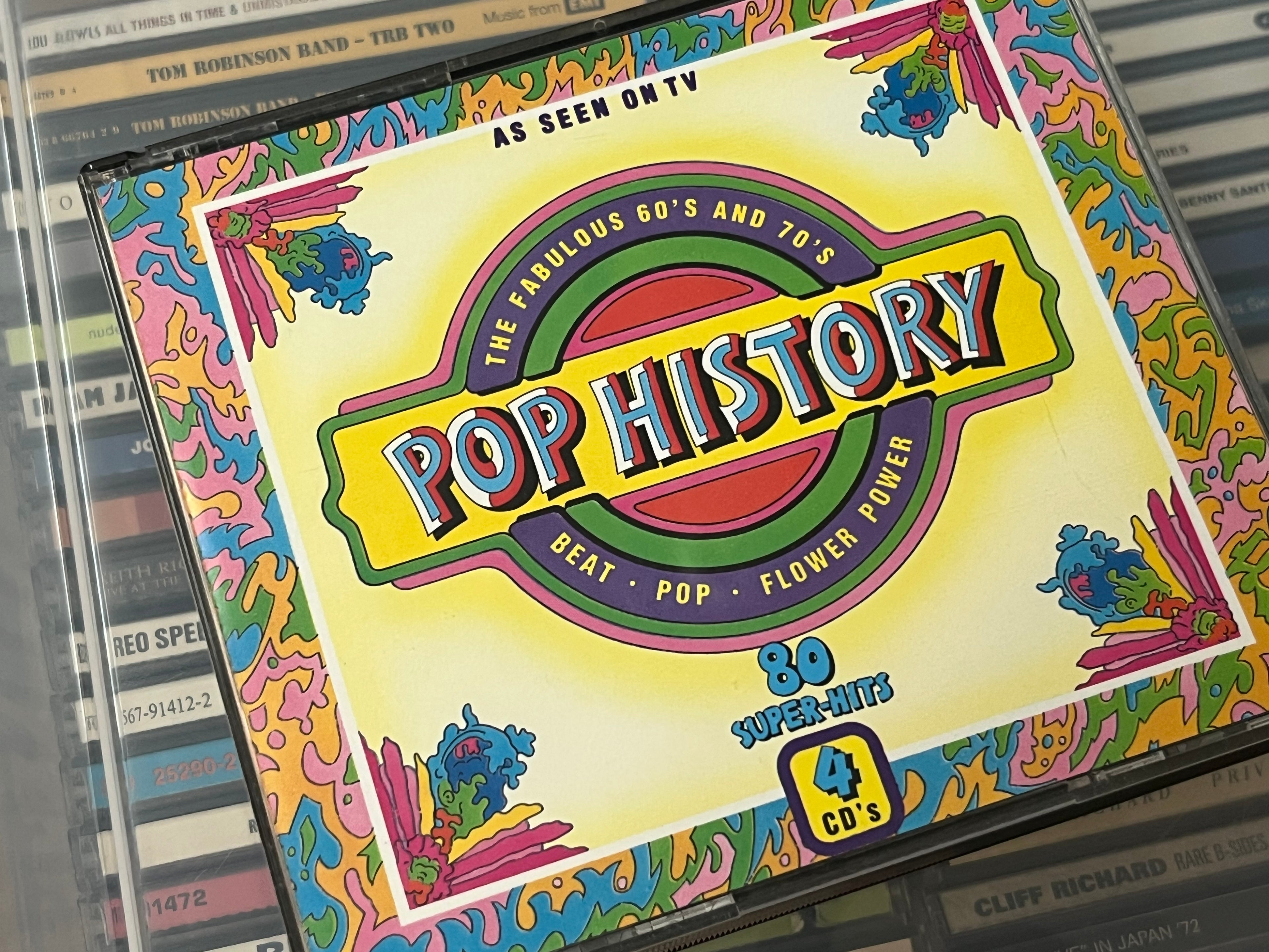Various – Pop History (The Fabulous 60's And 70's • Beat · Pop · Flower Power) (NM/NM) 4CD Tjockbox!