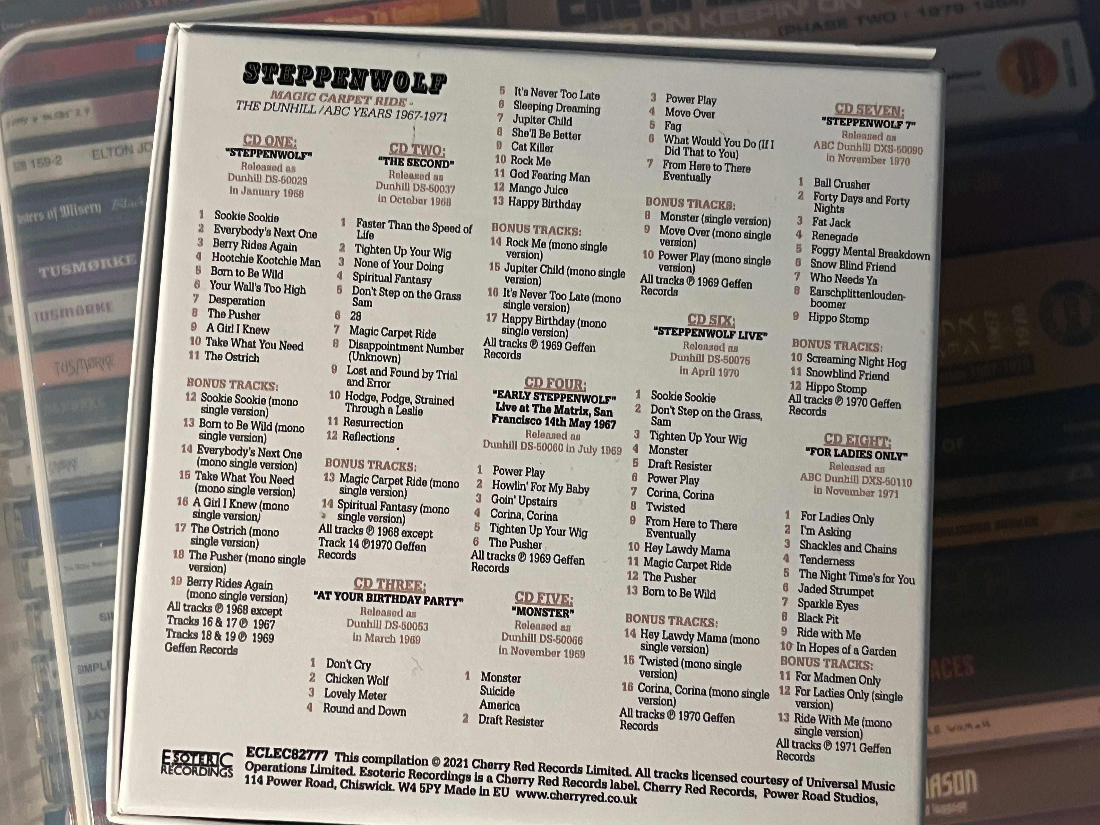 Steppenwolf ‎– Magic Carpet Ride (The Dunhill / ABC Years 1967 - 1971) (NM/NM) EU-21 8CD Box set!
